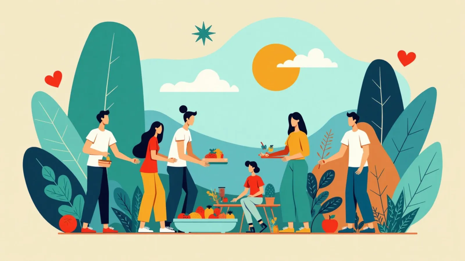 Community wellness and healthy lifestyle illustration